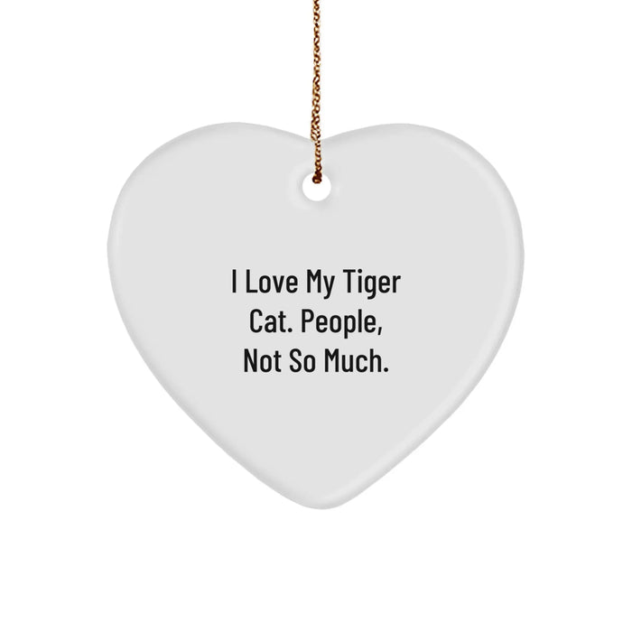 Funny Tiger Cat Heart Ornament Gifts from Family, Great for Tiger Cat Lovers at Christmas - Image 1