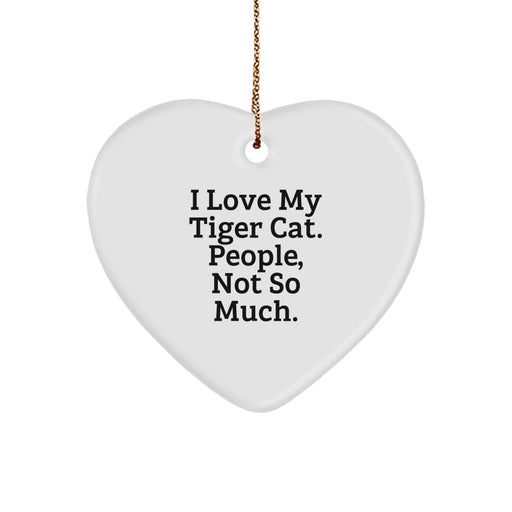Funny Tiger Cat Gifts for Men Women Christmas Unique Heart Ornament - Image 1