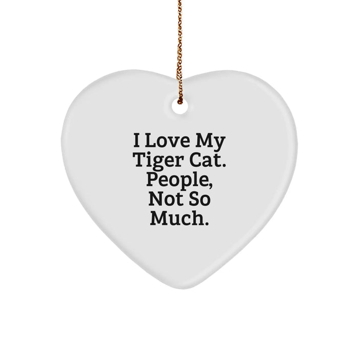Funny Tiger Cat Gifts for Men Women Christmas Unique Heart Ornament - Image 1