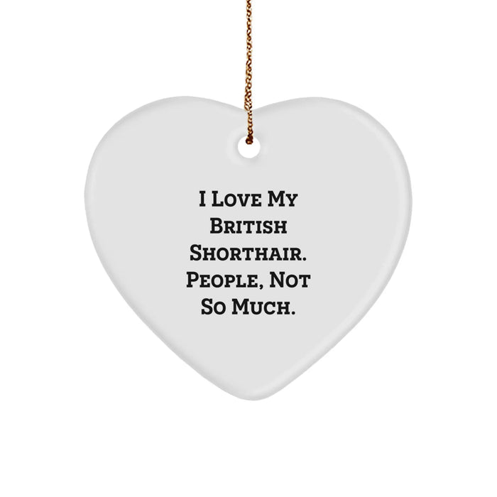 British Shorthair Cat Lover Gifts, Funny Cat Mom Dad Heart Ornament, Gifts from Family Friends for British Shorthair Cat - Image 1
