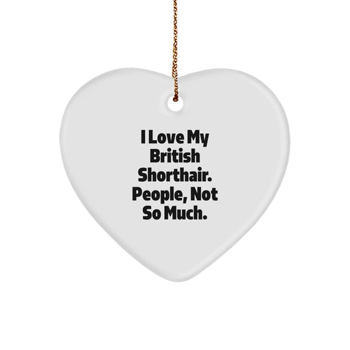 British Shorthair Cat Heart Ornament Funny Quote Gifts for Cat Lovers Christmas Unique Items - Image 1