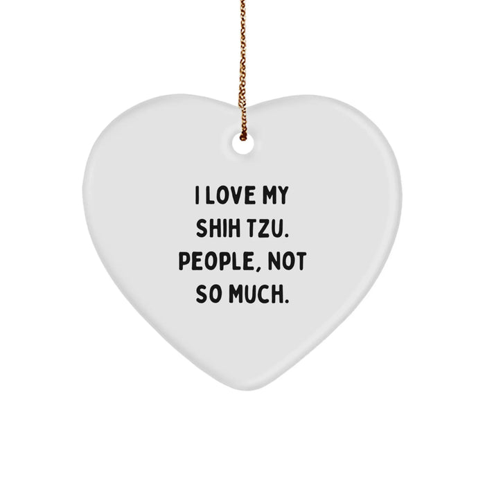 Funny Shih Tzu Dog Lovers Gifts from Friends and Family, Heart Ornament for Christmas Unique Presents - Image 1