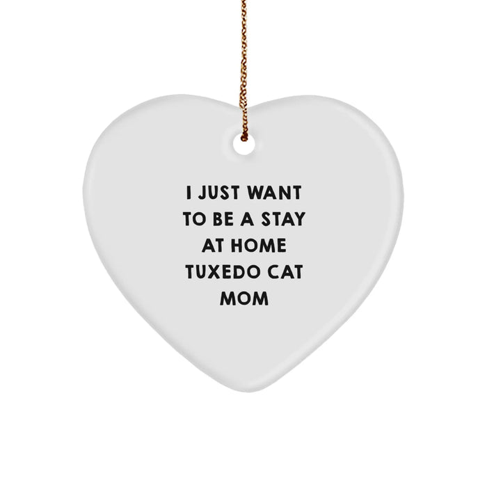 Tuxedo Cat Gifts from Family, Funny Heart Ornament for Tuxedo Cat Mom, Christmas Unique Gifts for Women - Image 1