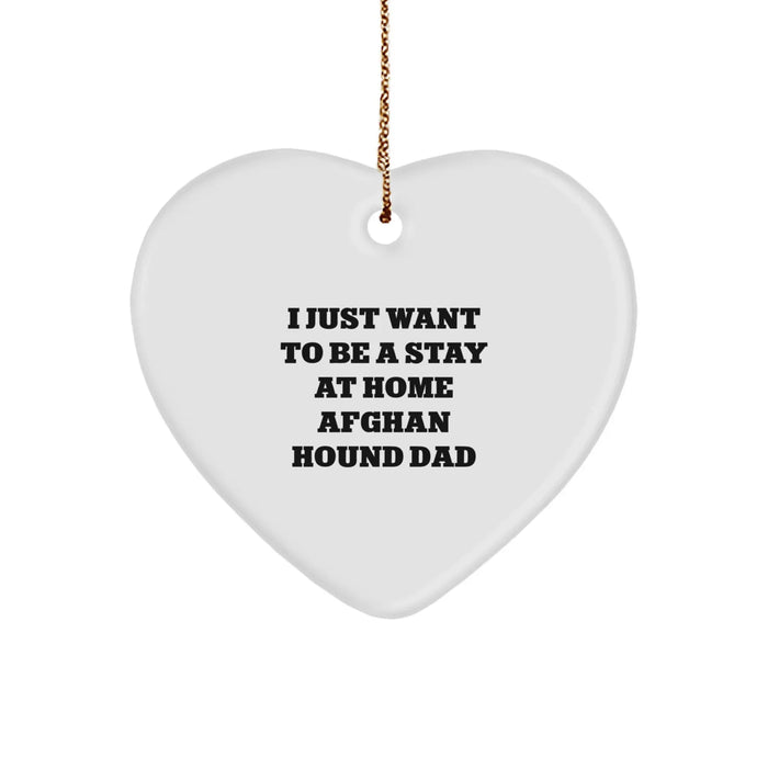 Funny Afghan Hound Dog Heart Ornament Gifts from Dad, Unique Christmas Decor for Afghan Hound Dog Lovers, Heart Shaped MDF with Sublimation Printing - Image 1