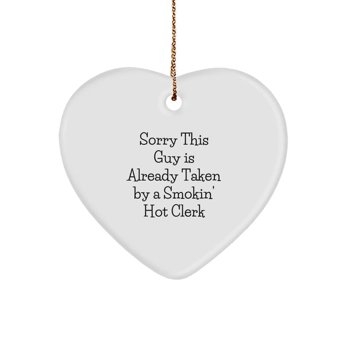 Gifts for a Clerk, Funny Clerk Heart Ornament, Christmas Unique Gifts from Friends - Image 1
