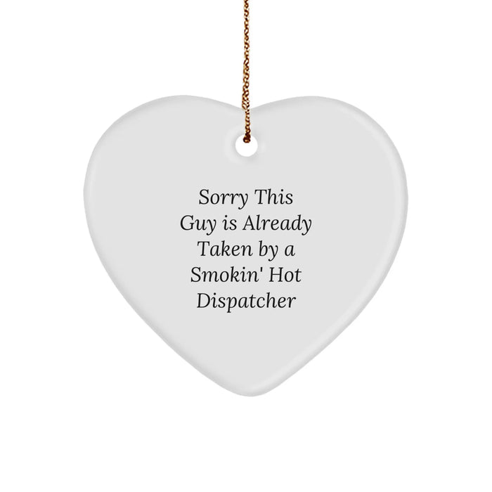 Funny Dispatcher Gifts from Friends, Smokin' Hot Dispatcher Heart Ornament, Christmas Unique Gifts for Dispatcher - Image 1