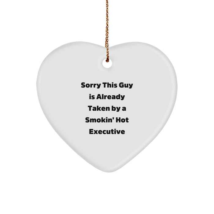 Funny Executive Gift for Women, Sorry This Guy Is Already Taken Heart Ornament, Christmas Unique Gifts from Friends to Executive Female Colleagues - Image 1