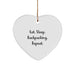 Funny Backpacking Themed Gifts from Friends for Christmas - Eat. Sleep. Backpacking. Repeat. Heart Ornament Decoration - Image 1