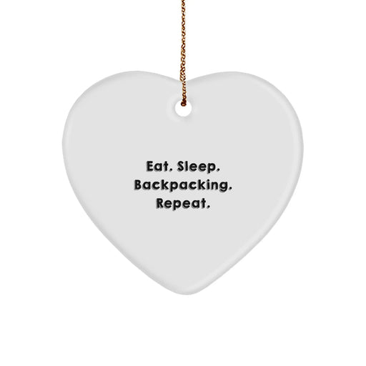 Funny Backpacking Gifts from Men to Friends for Christmas Unique Heart Ornament - Image 1