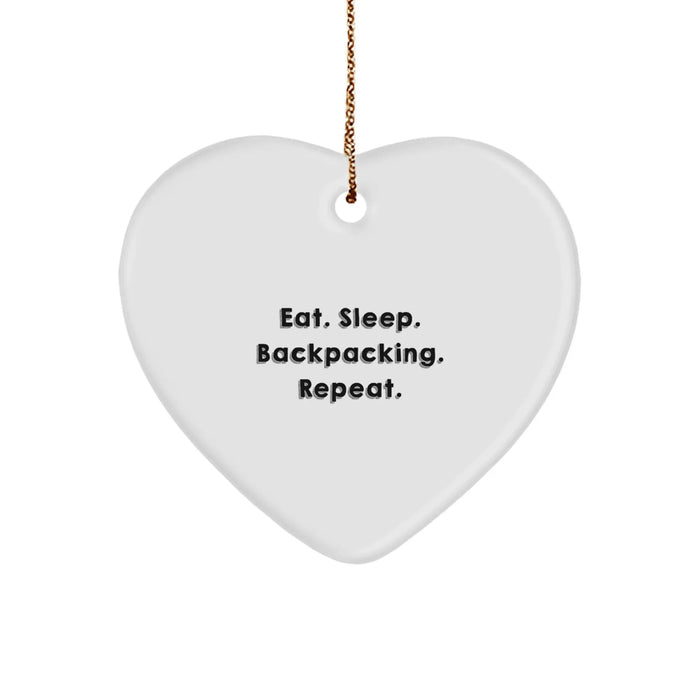 Funny Backpacking Gifts from Men to Friends for Christmas Unique Heart Ornament - Image 1