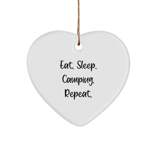Camping Gifts from Friends and Family - Funny Heart Ornament for Christmas Unique Gifts - Eat. Sleep. Camping. Repeat. Motivational Camping Decoration - Image 1