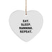 Funny Running Heart Ornament Gifts for Runners from Friends, Family, or Coworkers - Inspirational Eat. Sleep. Running. Repeat. Quote Christmas Unique Presents - Image 1