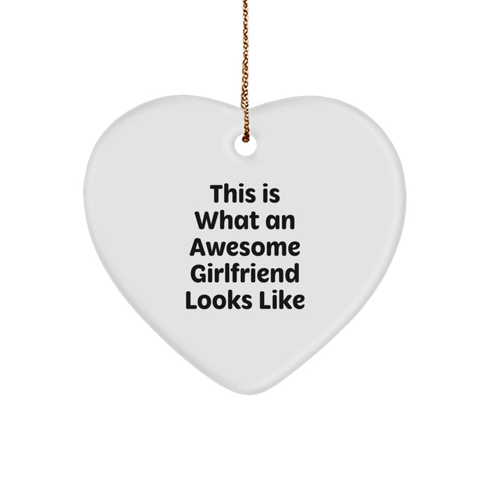 Funny Sweetheart Gifts, Heart Ornament for Her, This Is What An Awesome Sweetheart Looks Like, Gifts from Men to Sweetheart, Christmas Unique Gifts for Sweetheart, Heart Shaped Ornament - Image 1