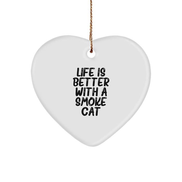 Funny Smoke Cat Heart Ornament Gifts from Men for Christmas Unique Gifts - Image 1
