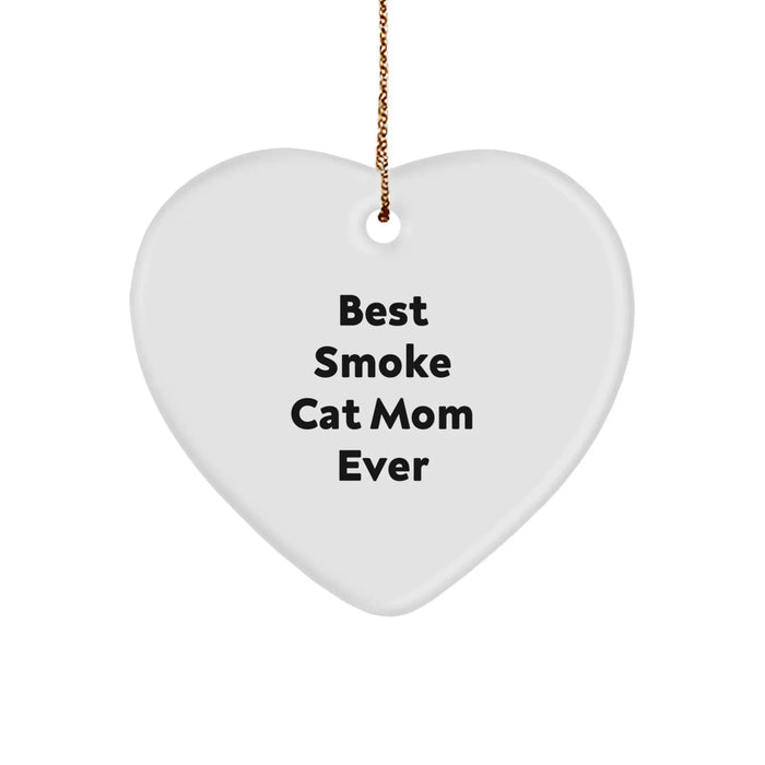 Funny Smoke Cat Mom Ever Gifts from Family for Christmas Unique Heart Ornament - Image 1