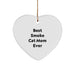 Funny Smoke Cat Mom Ever Gifts from Family for Christmas Unique Heart Ornament - Image 1