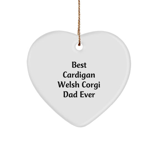 Funny Cardigan Welsh Corgi Dog Dad Gifts from Men to Husband, Best Dad Ever Heart Ornament for Christmas Unique Gifts - Image 1