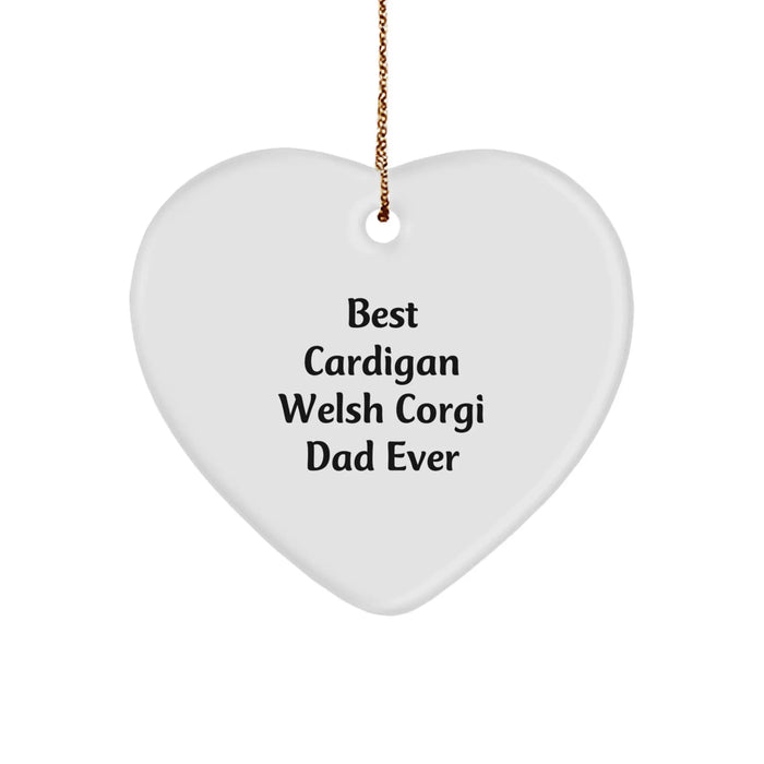 Funny Cardigan Welsh Corgi Dog Dad Gifts from Men to Husband, Best Dad Ever Heart Ornament for Christmas Unique Gifts - Image 1