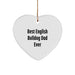 Funny English Bulldog Dad Gifts for Men - Christmas Unique Heart Ornament with Best English Bulldog Dad Ever Quote - Image 1
