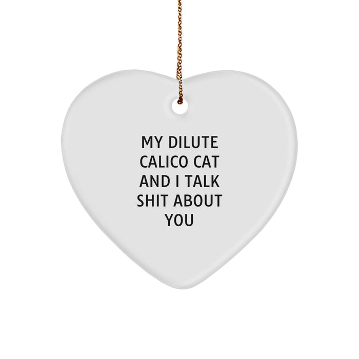 Funny Dilute Calico Cat Gifts from Friends, Heart Ornament with Sassy Quote, Perfect for Christmas Unique Gifts for Women or Cat Lovers - Image 1