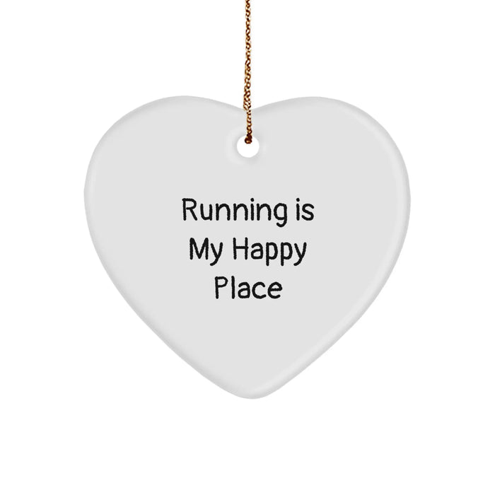 Running Enthusiasts' Heart Ornament Gifts from Friends - 'Running Is My Happy Place' Christmas Ornament - Image 1