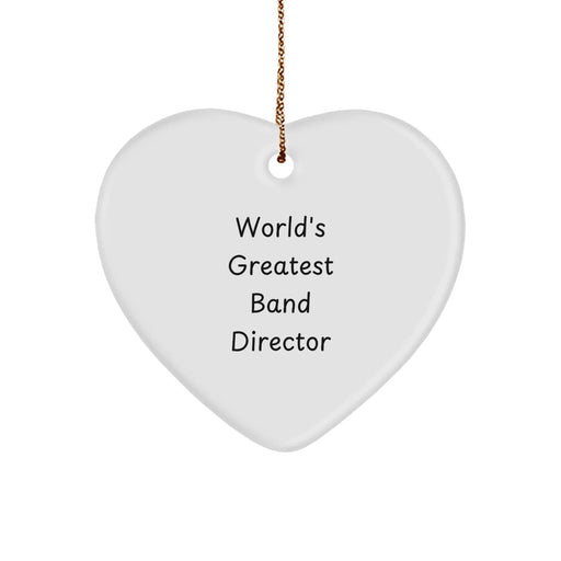 Funny Band Director Gifts for Men Christmas Unique Ornaments 'World's Greatest' Heart Shaped Decorations Gifts from Friends - Image 1