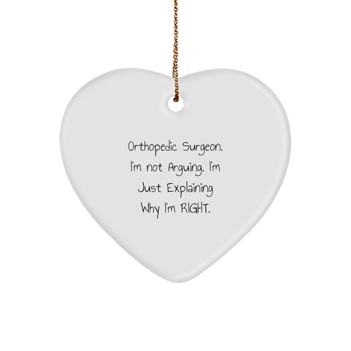 Funny Orthopedic Surgeon Gifts from Friends, Heart Ornament for Men, Women, Christmas Unique Presents, Explaining Why I'm Right. - Image 1