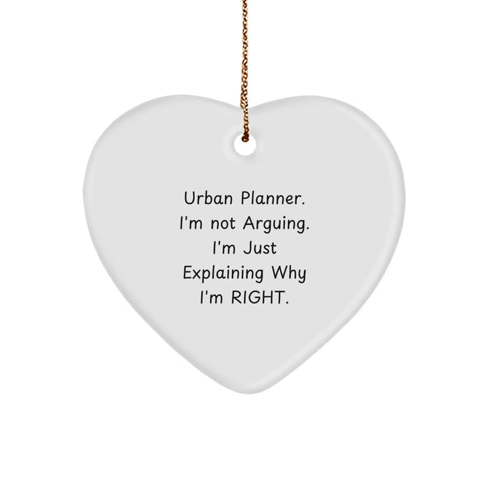 Funny Urban Planner Gifts from Friends, Heart Ornament with Sublimation Print, Perfect for Urban Planner Women, Sassy Christmas Unique Gifts - Image 1