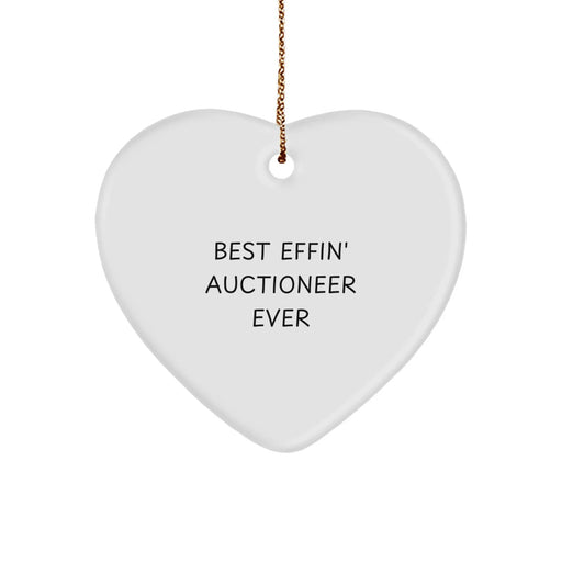 Funny Auctioneer Gifts from Men - Best Effin' Auctioneer Ever Heart Ornament for Christmas Unique Gifts, Heart Shaped Ornament for Auctioneer Friends Coworkers - Image 1