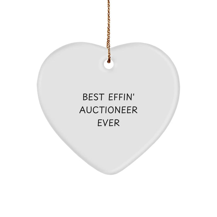 Funny Auctioneer Gifts from Men - Best Effin' Auctioneer Ever Heart Ornament for Christmas Unique Gifts, Heart Shaped Ornament for Auctioneer Friends Coworkers - Image 1