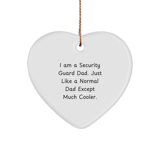 Funny Security Guard Dad Heart Ornament Gifts from Family, Perfect Heart Shaped Security Guard Christmas Unique Gifts for Security Guard Dad - Image 1