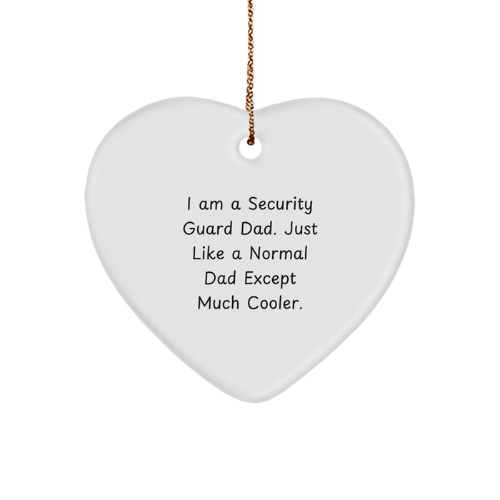 Funny Security Guard Dad Heart Ornament Gifts from Family, Perfect Heart Shaped Security Guard Christmas Unique Gifts for Security Guard Dad - Image 1