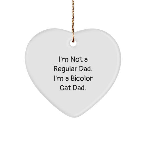 Funny Bicolor Cat Dad Gifts, Heart Ornament, Christmas Unique Presents from Men to Friends, Bicolor Cat Lover Gifts for Bicolor Cat Enthusiasts - Image 1