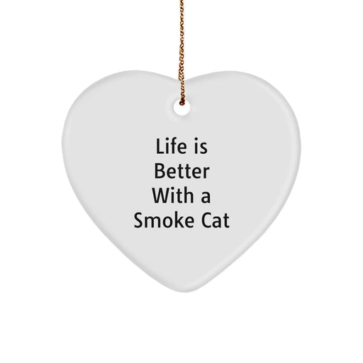 Funny Smoke Cat Heart Ornament Gifts from Men to Family, Friends, or Coworkers for Christmas Unique Gifts - Image 1