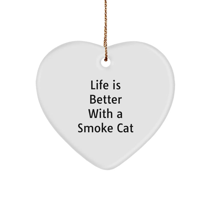 Funny Smoke Cat Heart Ornament Gifts from Men to Family, Friends, or Coworkers for Christmas Unique Gifts - Image 1