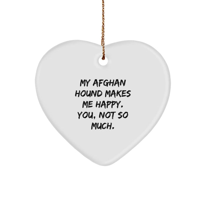 Funny Afghan Hound Dog Heart Ornament, Gifts for Afghan Hound Dog Lovers, Christmas Unique Gifts from Friends, Funny Quote Afghan Hound Dog Heart Shaped Decoration - Image 1