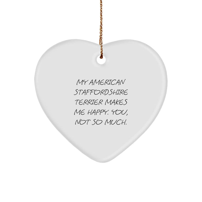 Funny American Staffordshire Terrier Dog Gifts for Men, Funny Christmas Unique Gifts, Heart Ornament, American Staffordshire Terrier Dog Lover - Image 1