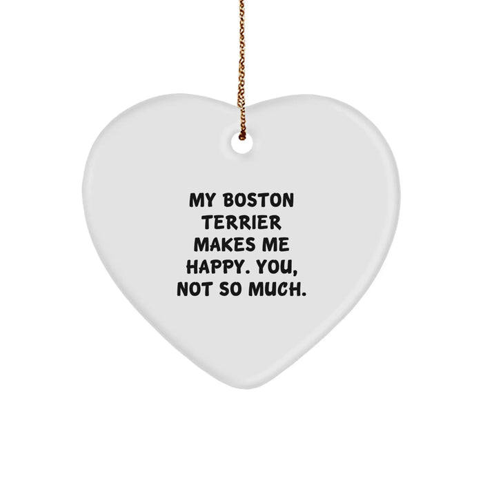 Boston Terrier Dog Funny Heart Ornament Gifts from Men for Women Friends Family - Image 1