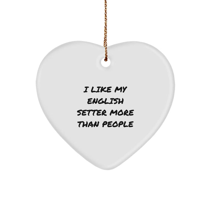 Funny English Setter Dog Gifts from Friends - Heart Ornament for Christmas - Image 1