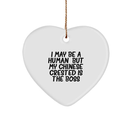 Funny Chinese Crested Dog Quotes Heart Ornaments Gifts from Family to Chinese Crested Dog Lover for Christmas Unique Presents - Image 1
