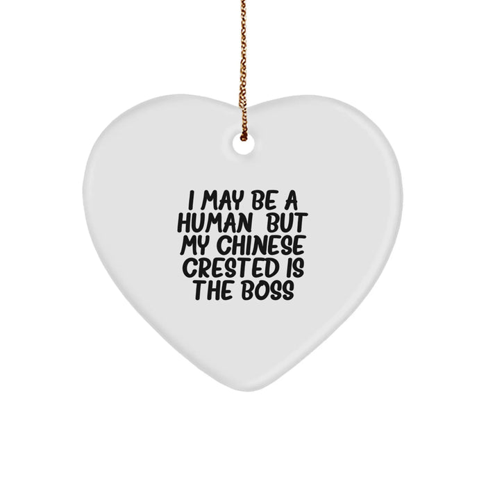 Funny Chinese Crested Dog Quotes Heart Ornaments Gifts from Family to Chinese Crested Dog Lover for Christmas Unique Presents - Image 1