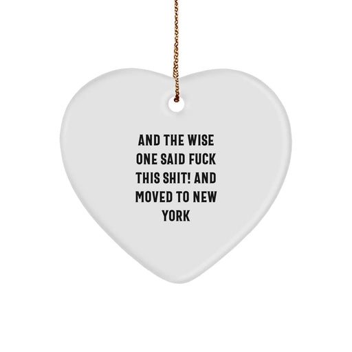 Funny New York Heart Ornament, Gifts for Friends from New York, Unique Christmas Unique Gifts for Men, Women, Friends, Coworkers - Image 1