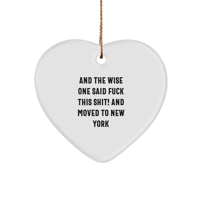 Funny New York Heart Ornament, Gifts for Friends from New York, Unique Christmas Unique Gifts for Men, Women, Friends, Coworkers - Image 1