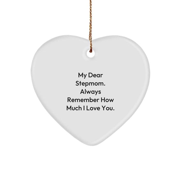 Funny Stepmom Heart Ornament Gifts from Family, 'My Dear Stepmom' Christmas Decorations, Heart Shaped MDF with High-Gloss Finish, Perfect for Stepmom Love - Image 1
