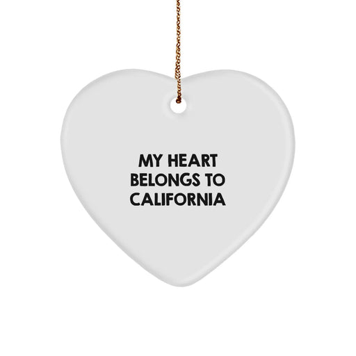 California Heart Ornament, Funny Quote Gifts from Friends to California Lovers, Christmas Unique Ornaments for California Home Decor - Image 1