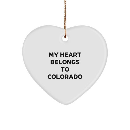 Colorado Heart Ornament Gift from Friends for Men Women Family - Funny Quote My Heart Belongs To Colorado Christmas Unique Gifts - Image 1
