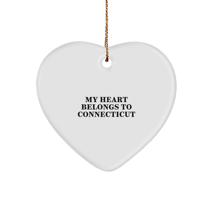 Funny Heart Ornaments for Connecticut Lovers, Gifts from Friends to Family, Unique Christmas Unique Gifts for the Heart of Connecticut - Image 1