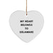 Delaware Heart Ornament, Funny Quote Gifts from Friends for Women, Christmas Unique Decorations with Gold Cord - Image 1
