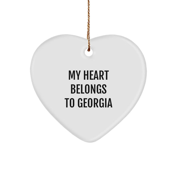 Funny Georgia Heart Ornament Gifts from Men to Women Friends Family for Christmas - My Heart Belongs To Georgia - Image 1