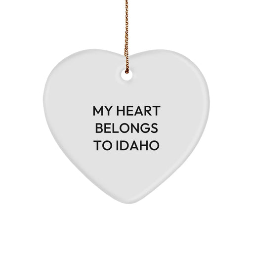 Funny Idaho Gifts for Idaho Lovers - Heart Ornament, My Heart Belongs To Idaho Quote, Christmas Unique Gifts for Friends, Family - Image 1